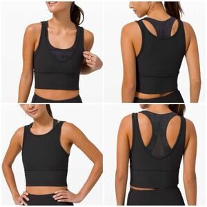 LULULEMON Athletica Power Pivot Reversible Yoga Tank Top Sports Bra Black Sz 2